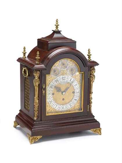 Appraisal: Large Georgian style mahogany and gilt metal mounted bracket clock