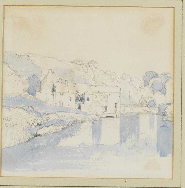 Appraisal: JOHN SELL COTMAN - MILL BY A RIVER pencil and