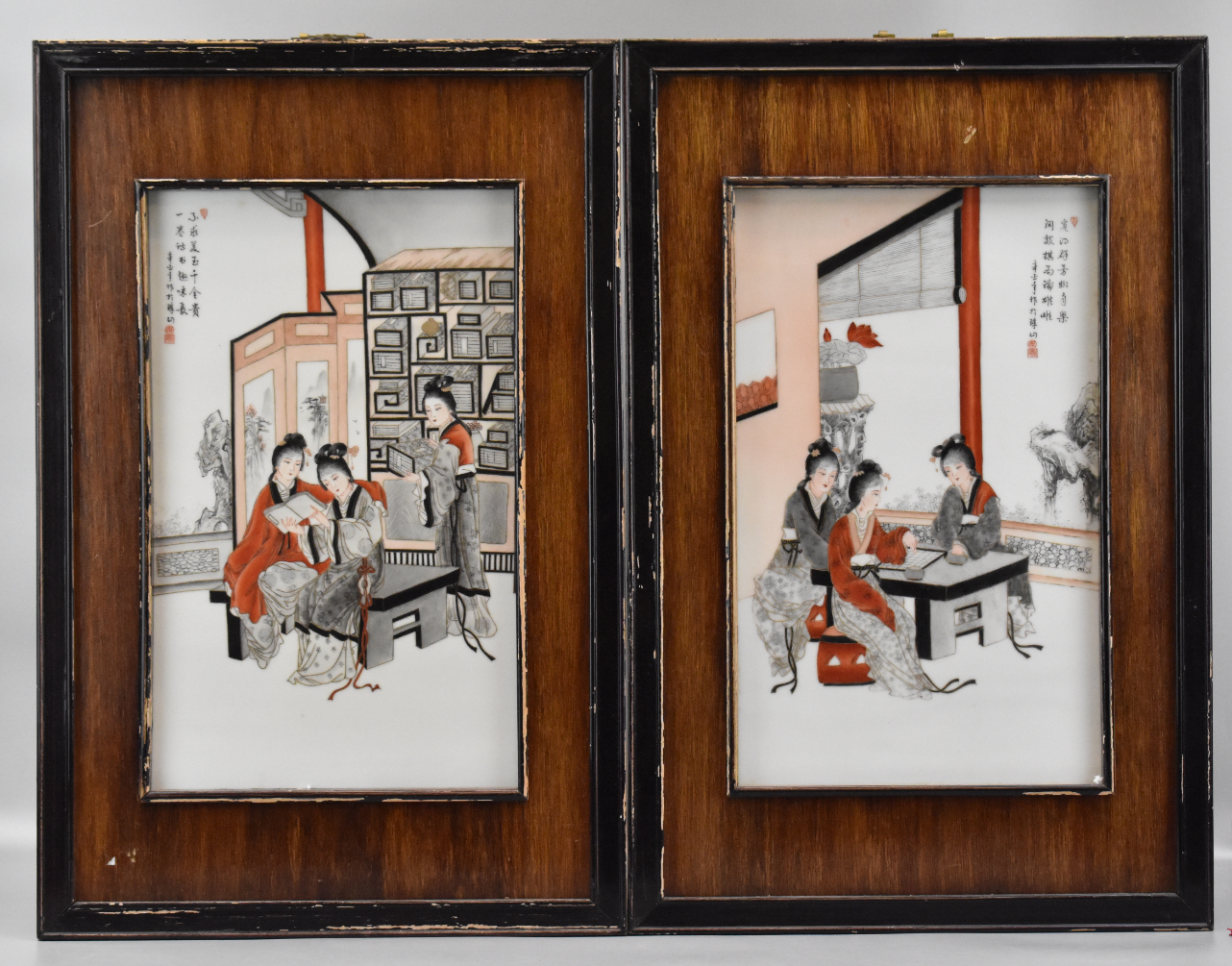 Appraisal: A pair of Chinese porcelain plaques with beauty dating from