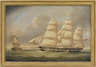 Appraisal: UNSIGNED British th Century PORTRAIT OF A THREE-MAST SHIP Oil