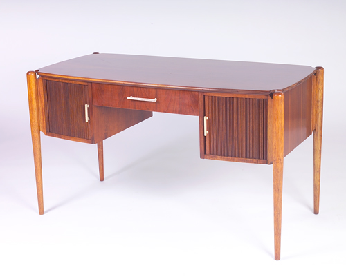 Appraisal: ART DECO Desk of mixed woods with single drawer flanked