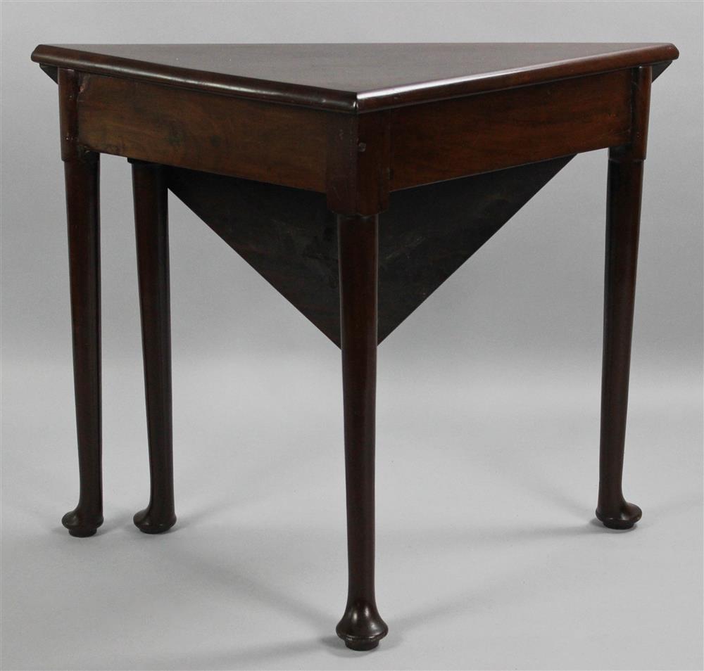 Appraisal: QUEEN ANNE STYLE MAHOGANY HANDKERCHIEF TABLE having a triangular top