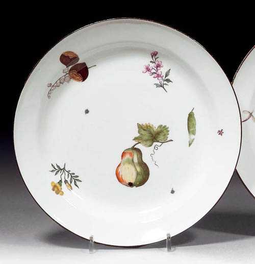 Appraisal: PLATE WITH WOOD CUT DECORATION Meissen circa Painted with a