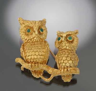 Appraisal: A Kurt Wayne k Gold Owl Brooch k yellow gold