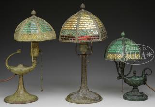 Appraisal: THREE ALADDIN-STYLE LAMPS First third th century American Each lamp