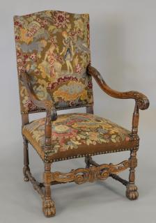 Appraisal: Baroque style armchair with needlepoint seat and back along with