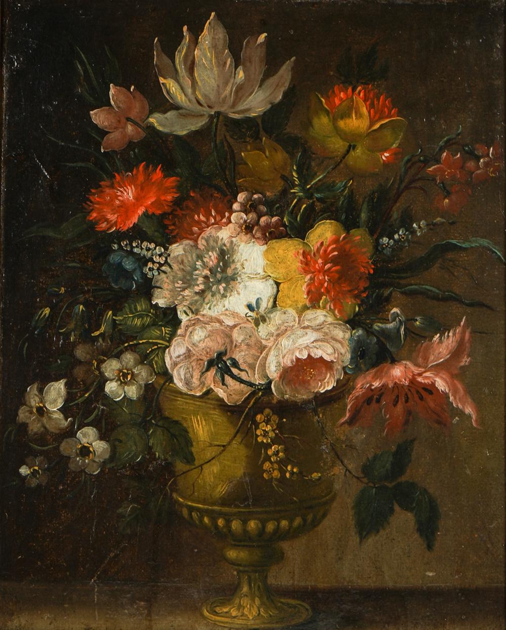 Appraisal: DUTCH SCHOOL FLORAL STILL LIFE th or th century oil