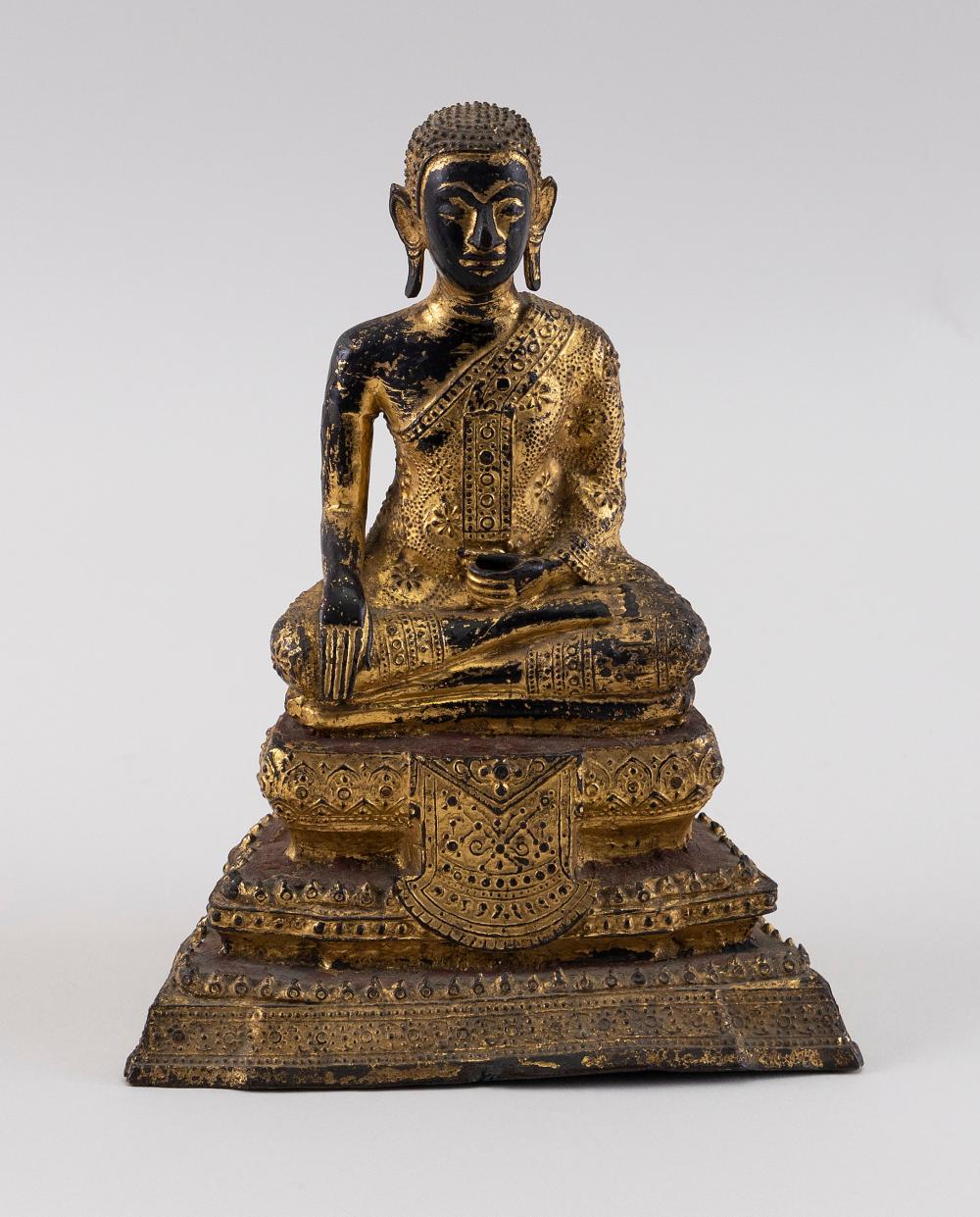 Appraisal: THAI GILT BRONZE BUDDHA TH CENTURY HEIGHT THAI GILT BRONZE