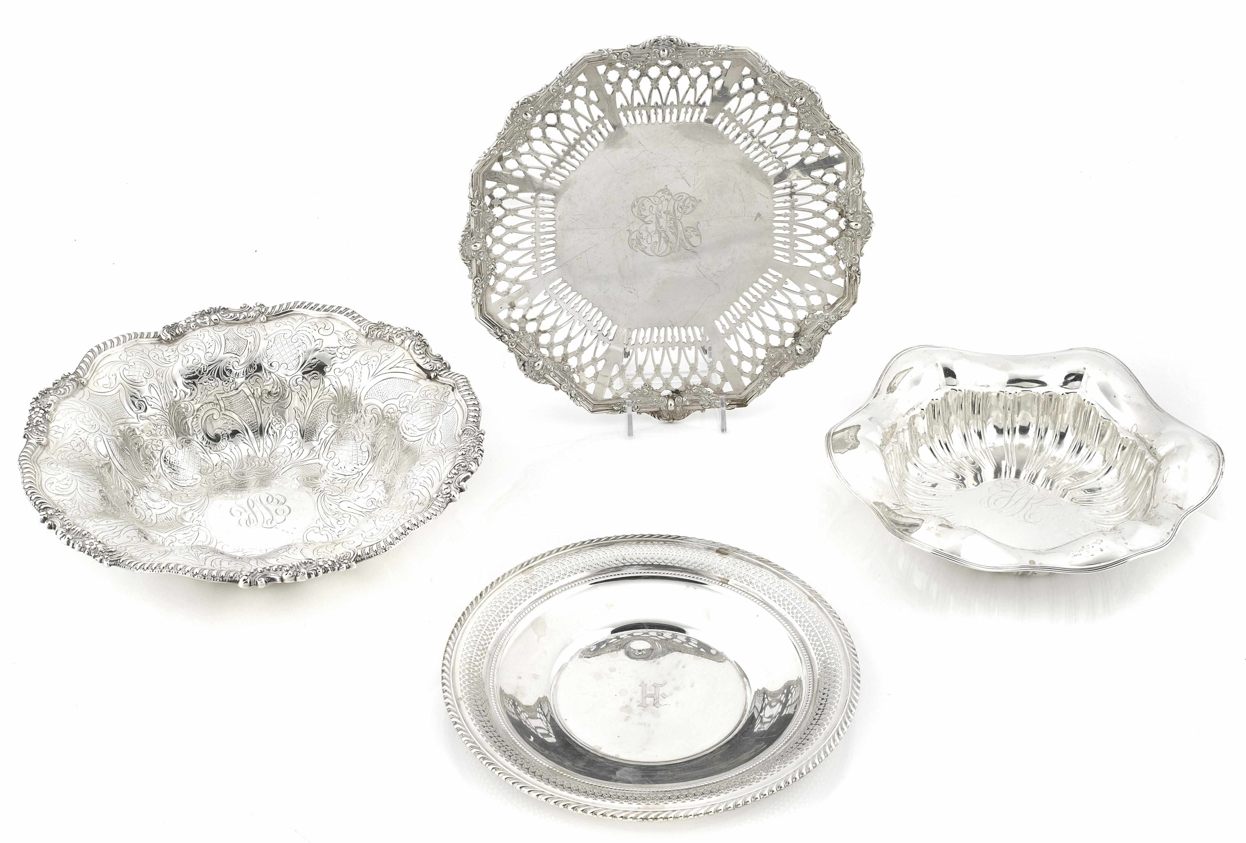 Appraisal: A group of American sterling silver hollowware th centuryComprising Thomas