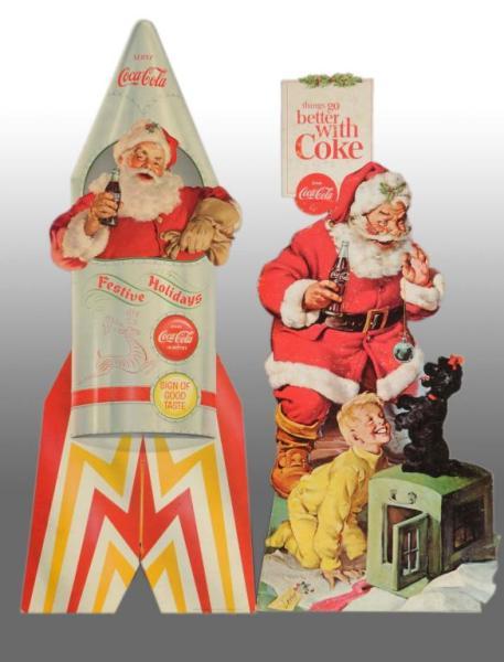 Appraisal: Lot of Cardboard Coca-Cola Die-Cut Santa Signs Description and s