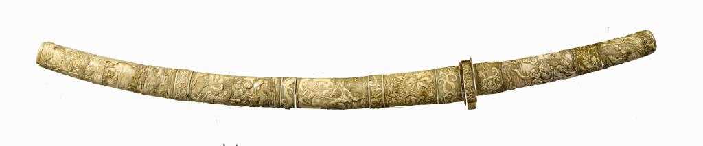 Appraisal: A JAPANESE CARVED IVORY MOUNTED SWORD the cm blade with