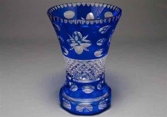 Appraisal: Czecho-Bohemian cobalt cut-to-clear glass trumpet-form vase th century in H