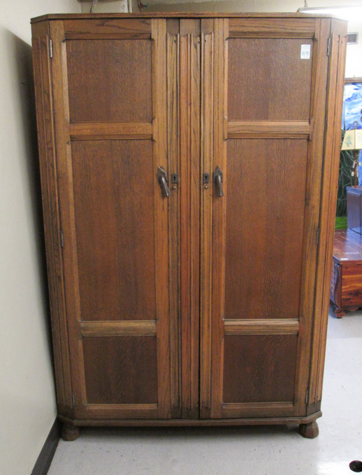 Appraisal: TWO-DOOR OAK WARDROBE English early th century H x W