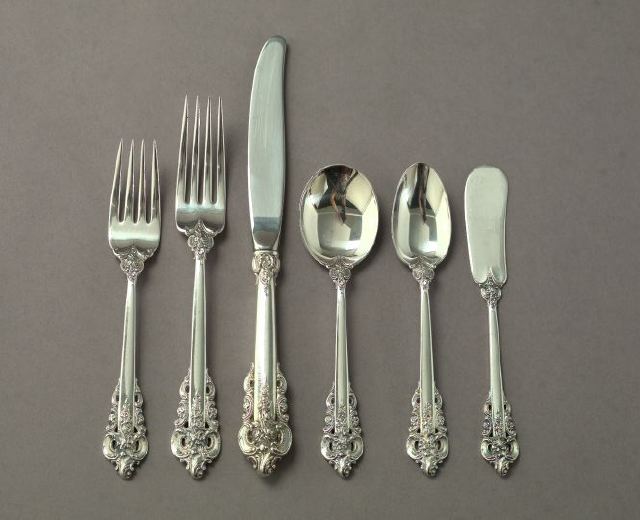 Appraisal: Seventy-Two-Piece Cased Wallace Sterling Silver Grand Baroque Flatware Service for