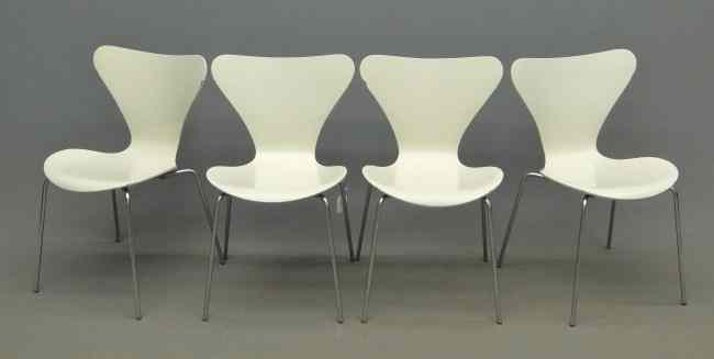 Appraisal: Set of four Danish Fritz Hansen Mid Century stacking chairs