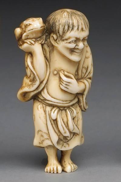 Appraisal: An ivory figural study th Century Portraying Gama Sennin the