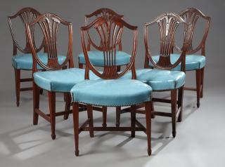 Appraisal: Set of Six Hepplewhite Style Carved Mahogany Dinin Set of