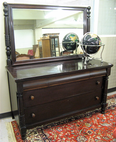 Appraisal: MAHOGANY DRESSER WITH ATTACHED TILT MIRROR American Empire Revival design