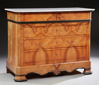 Appraisal: French Louis Philippe Style Carved Walnut Marble T French Louis