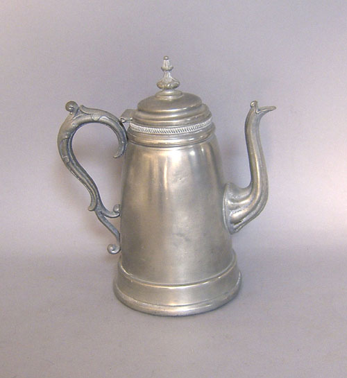 Appraisal: Maine pewter coffeepot h mid th c stamped R Dunham