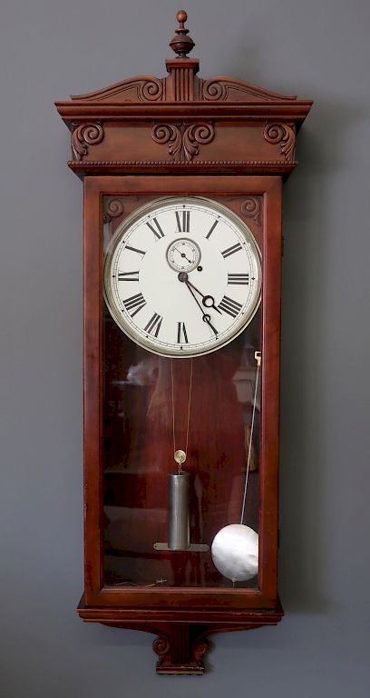 Appraisal: Large Mahogany Cased Regulator Clock Large mahogany cased regulator clock