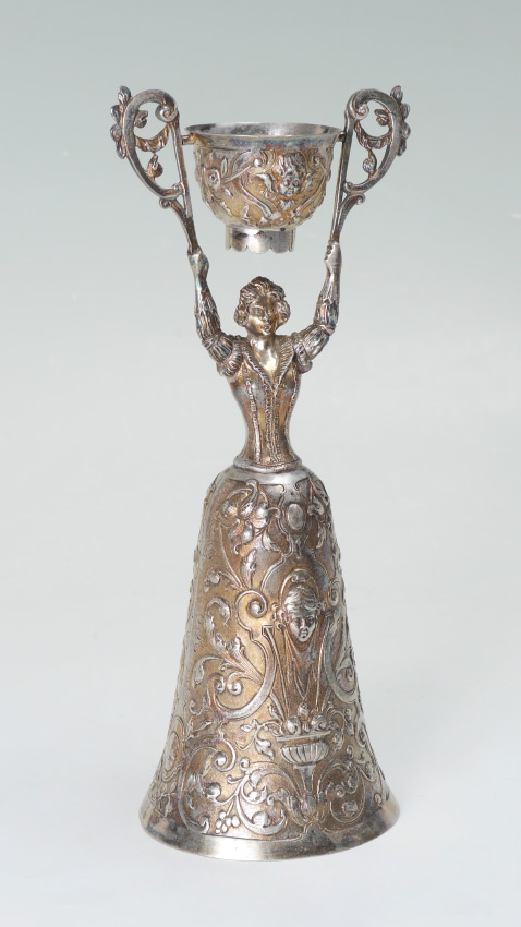 Appraisal: SILVER FIGURAL WEDDING CUP Figure of a maiden with embossed