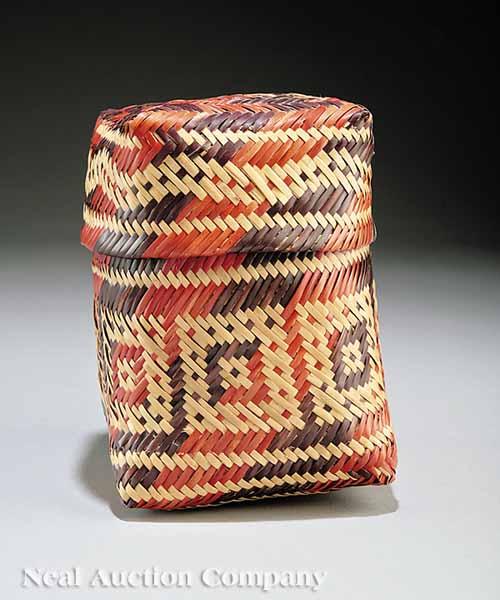 Appraisal: A Chitimacha Double Weave Lidded Basket attributed to Ada V