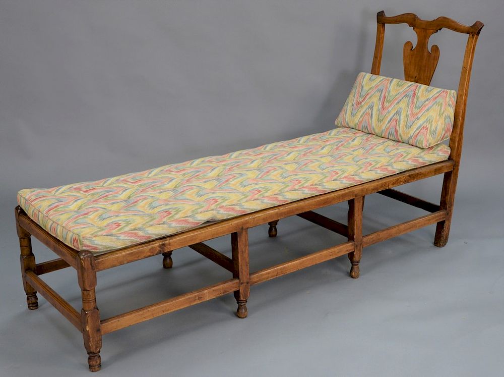 Appraisal: Chippendale maple daybed having carved splat and carved crest all