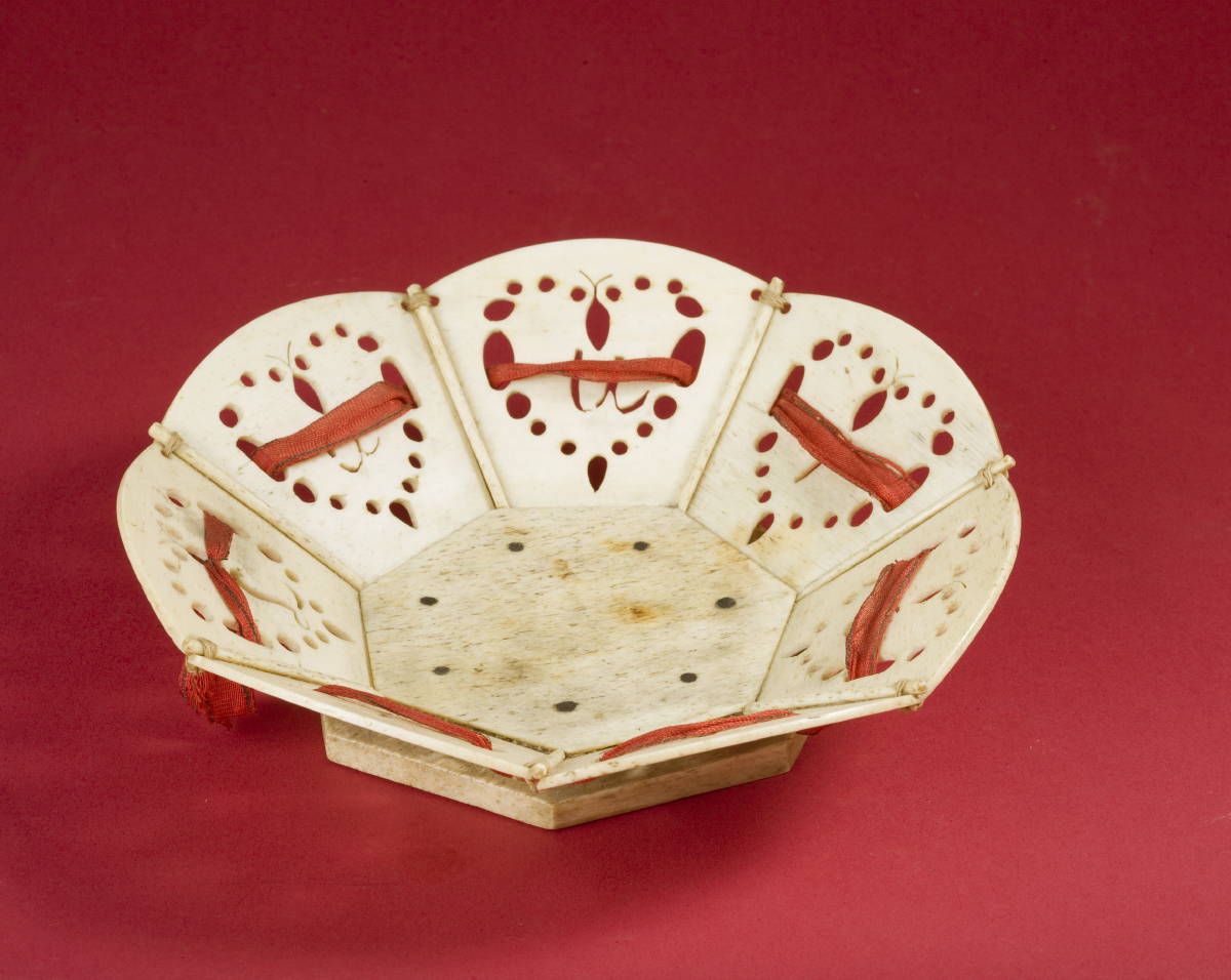 Appraisal: IMPORTANT PIERCED AND CARVED SCRIMSHAW SWEETHEART BASKET MADE FOR quot