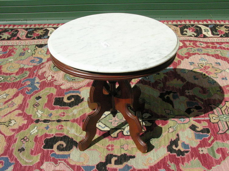 Appraisal: VICTORIAN OVAL MARBLE TOP TABLE Size by by