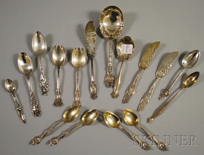 Appraisal: Sixteen Assorted Silver Flatware Items makers include Alvin Towle etc