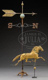 Appraisal: ARROW WEATHERVANE ON STAND ALONG WITH RUNNING HORSE WEATHERVANE ARROW