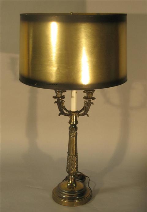 Appraisal: REGENCY STYLE GILT METAL TABLE LAMP Of candlestick form with