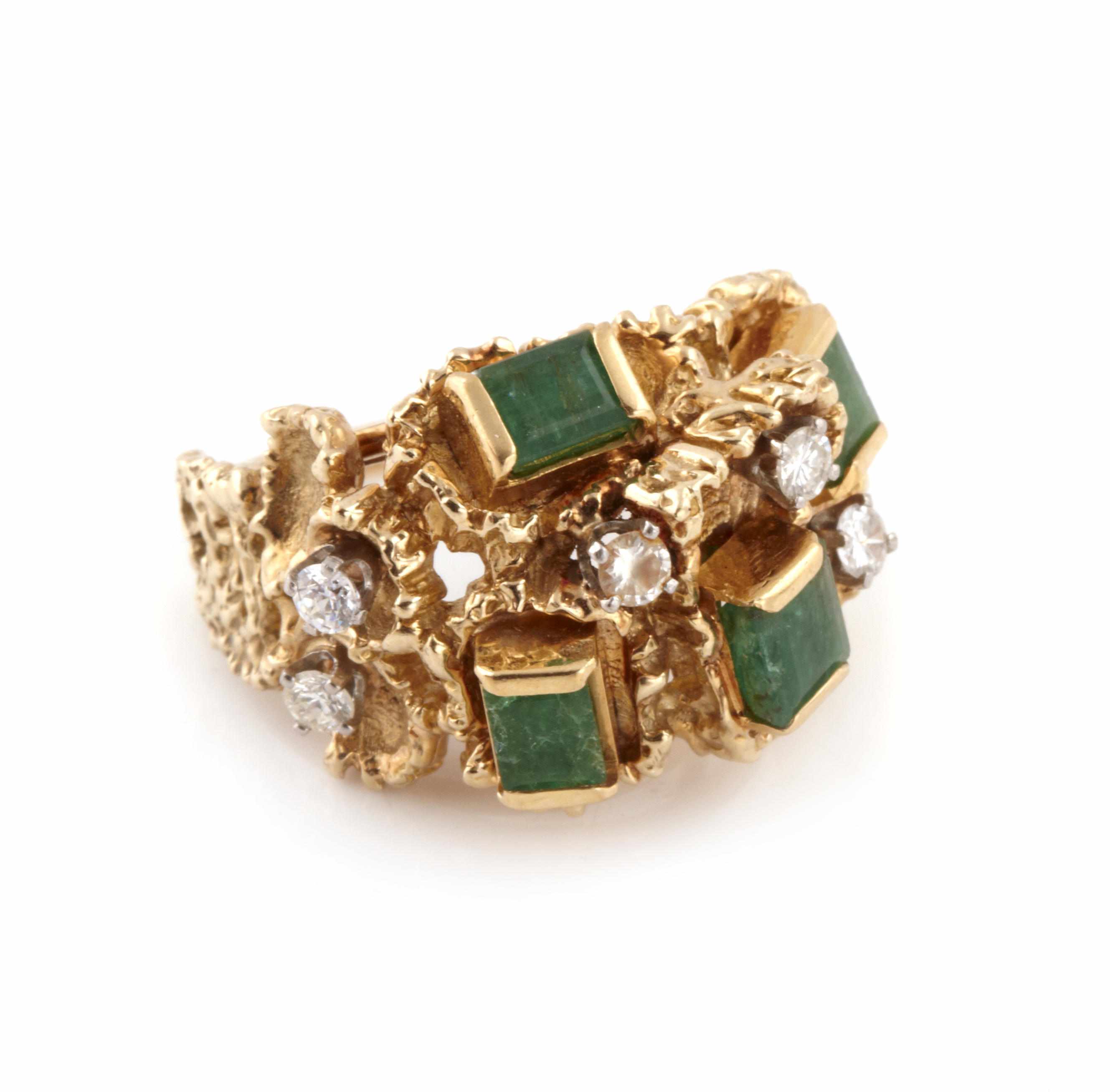 Appraisal: An emerald diamond and k gold ring size