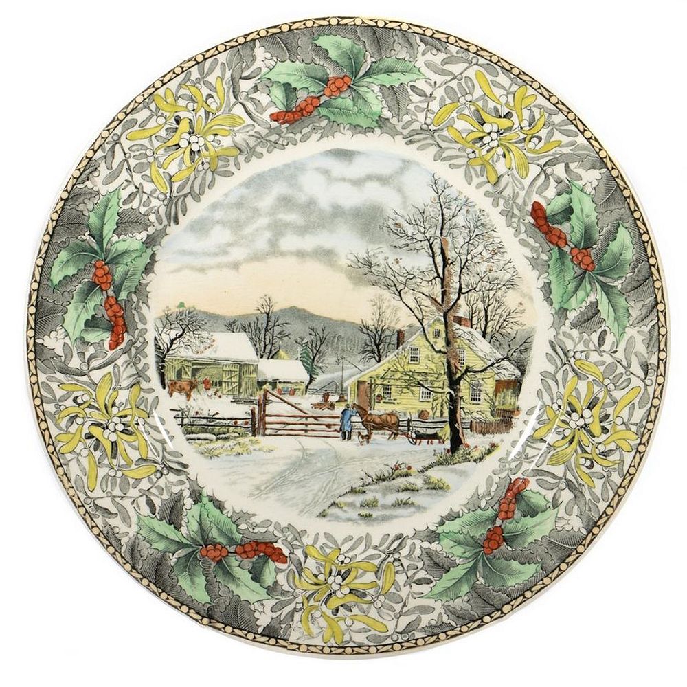 Appraisal: Currier Decorated Cabinet Plates A set of twenty two in