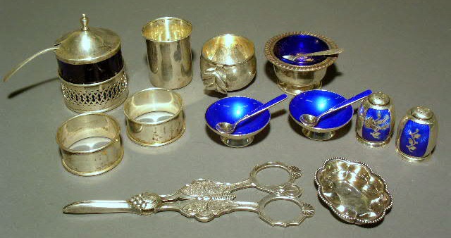 Appraisal: Group of sterling silver table articles- Danish open salts with