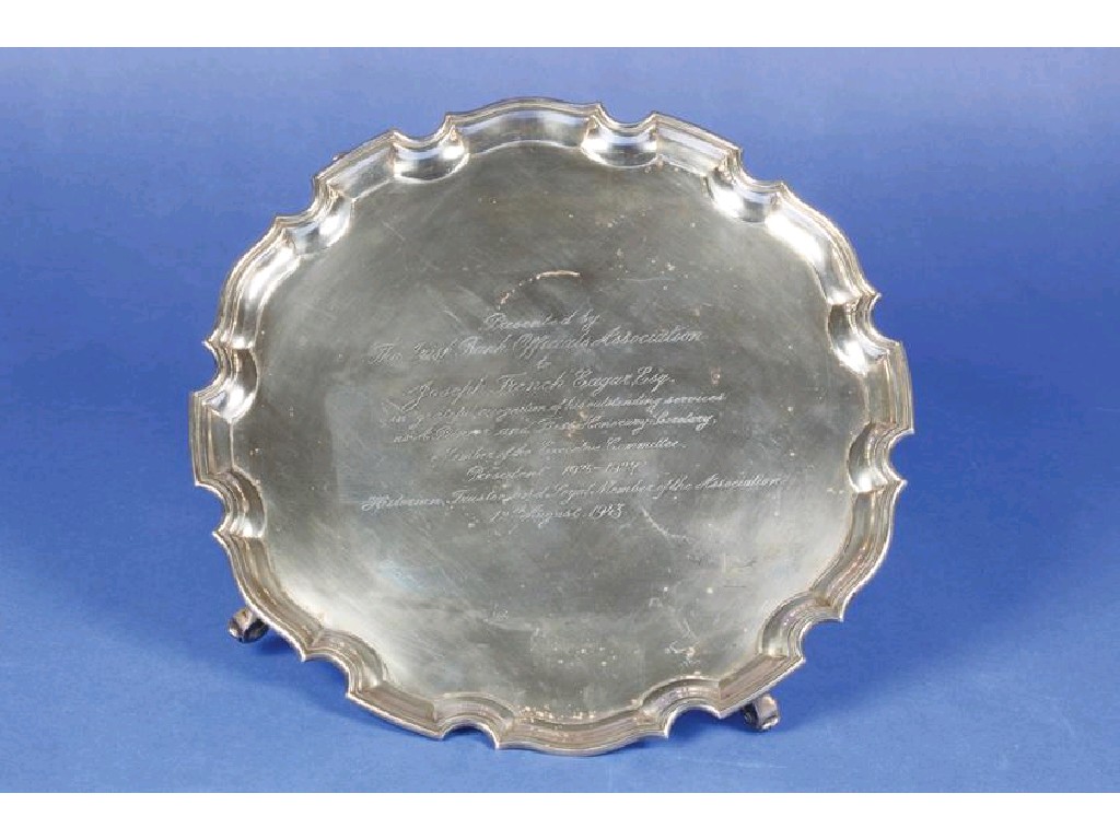 Appraisal: A SALVER of shaped circular form with a raised reeded