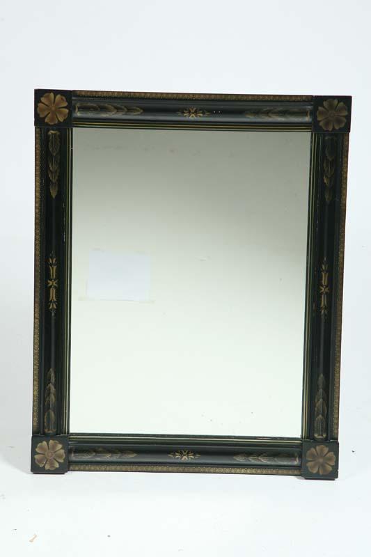 Appraisal: HITCHCOCK MIRROR Black painted mirror with gold floral and foliate