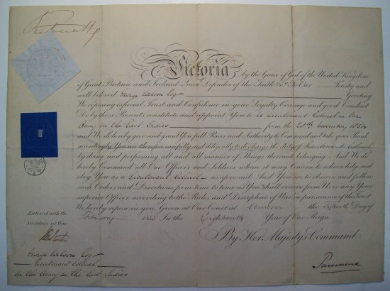 Appraisal: VICTORIA QUEEN OF ENGLAND Partly-printed Document Signed Victoria R appointing