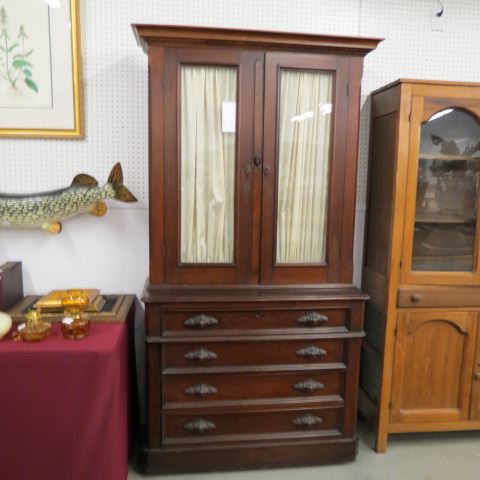 Appraisal: th Century Bookcase pull out desk with gallery trim drawers