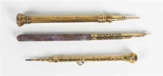 Appraisal: Two Victorian Gold Filled Mechanical Slide Pencils having a chaised