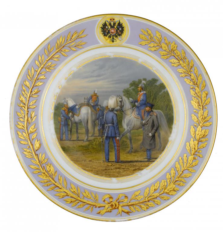 Appraisal: A FINE AND RARE RUSSIAN MILITARY PLATE IMPERIAL PORCELAIN MANUFACTORY