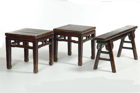 Appraisal: THREE PIECES OF FURNITURE China th century elm Pair of