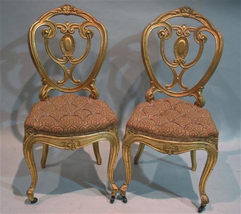 Appraisal: PAIR OF VICTORIAN GILT WOOD BALLROOM CHAIRS Early mid th