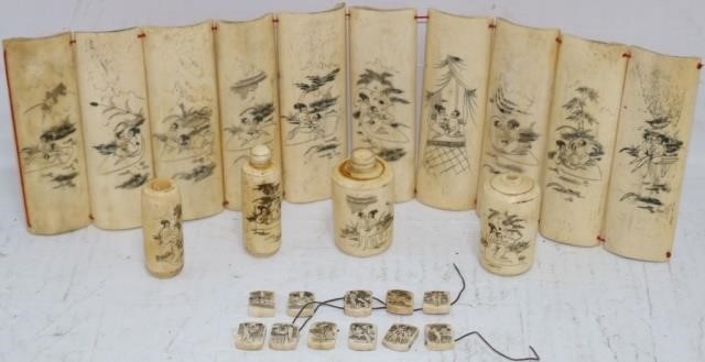 Appraisal: LOT OF JAPANESE EROTIC ITEMS MADE OF BONE TOINCLUDE FOUR