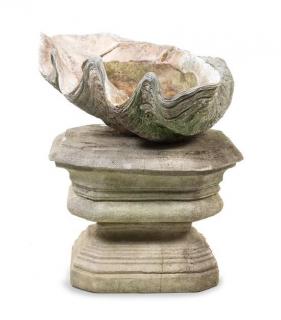 Appraisal: A Cast Stone Model of a Giant Clam Shell and