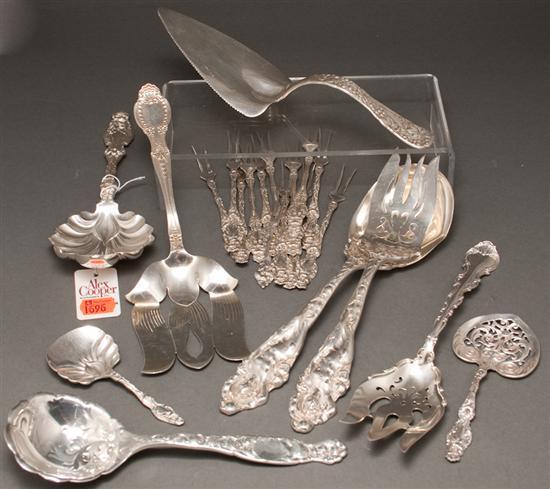 Appraisal: Assortment of American silver serving pieces including a Whiting Lily