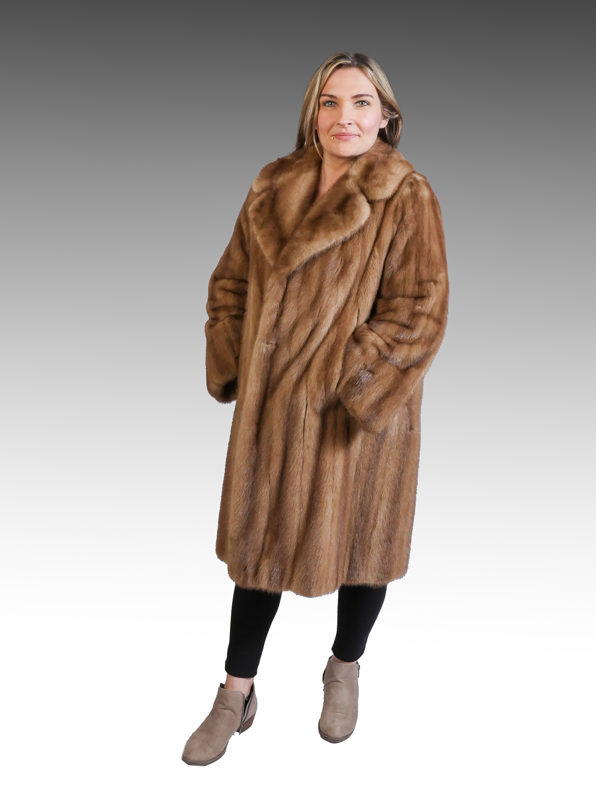 Appraisal: VINTAGE LENGTH MEDIUM BROWN MINK COAT Pretty golden brown mink