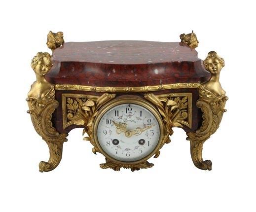 Appraisal: A late th Century mantel clock the case with rouge