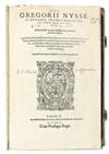 Appraisal: GREGORY of Nyssa Saint Opera quae extant omnia Latin translation